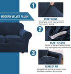 H.VERSAILTEX Velvet 4 Piece High Stretch Sofa Slipcover Sofa Cover Furniture - Image 3