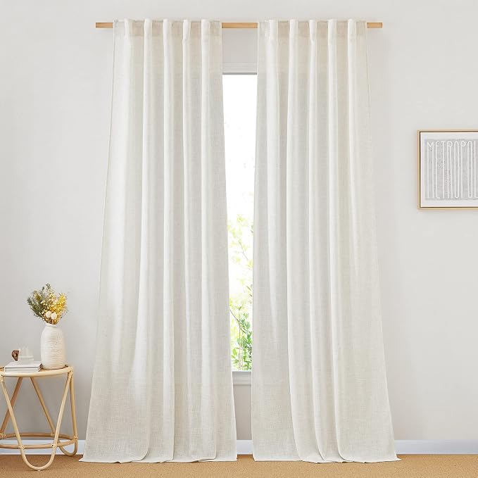 NICETOWN Linen Blend Living Room Curtains 84 inches Long, Rod Pocket & Back Tab by NICETOWN