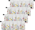 Emvency 4 Pack Valances Window Treatments, Spring Wildflower Flower Blackout by Emvency