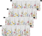 Emvency 4 Pack Valances Window Treatments, Spring Wildflower Flower Blackout by Emvency
