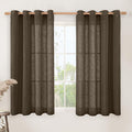 LAMIT Semi Sheer Linen Curtains 45 Inches Long, Linen Textured Light Filtering by LAMIT
