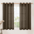 LAMIT Semi Sheer Linen Curtains 45 Inches Long, Linen Textured Light Filtering by LAMIT