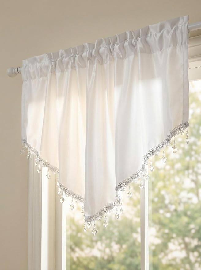 Molaxhome Swag Curtain 51 inch Length Rod Pocket Scalloped Curtain Valance - Image 6