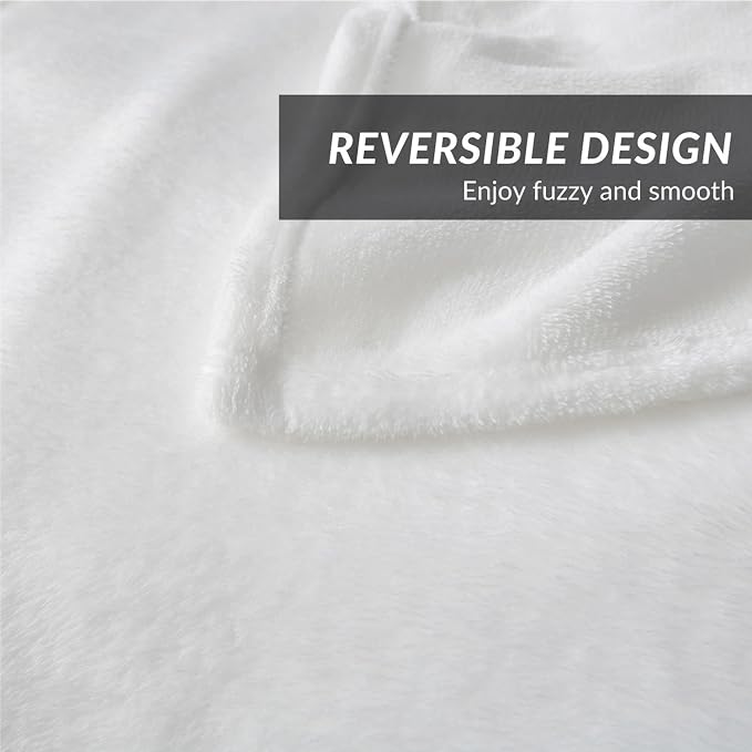 Bedsure GentleSoft Fleece Blankets Queen Size White - Image 4