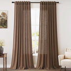 Caramel Brown Linen Curtains 96 Inches Long by Nanspring