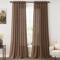 Nanspring Extra Long Caramel Brown Linen Curtains 2 Panels 102 Inches Long by Nanspring