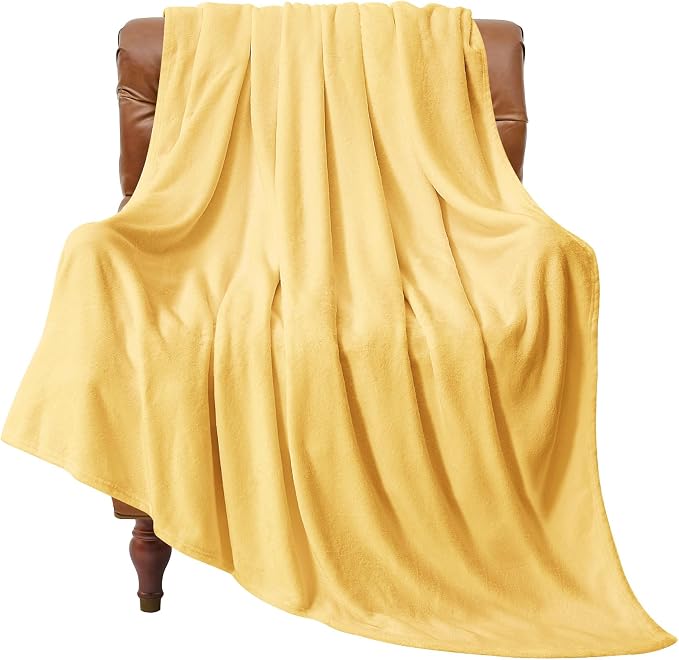 BEDELITE Fleece Blanket Cream Yellow Throw Blankets by BEDELITE