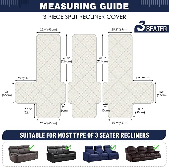 TAOCOCO 100% Waterproof Recliner Sofa Cover, Non Slip Split Couch Covers - Image 2