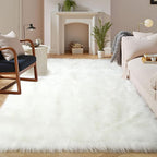 Latepis White Faux Fur Rug 8x10, Faux Fur Sheepskin Rug by Latepis