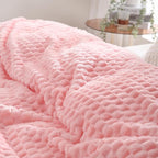 Puncuntex Light Pink Throw Blanket 90"×90" inches Fuzzy 3D Jacquard Decorative - Image 2