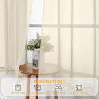 Gwine Cream Sheer Curtains 90 Inches Long 2 Panels Set, Light Filtering Solid - Image 7