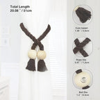 4 Pack Magnetic Curtain Tiebacks Cotton Hand Woven Tie Back Decorative Rope - Image 3