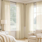 MIULEE Cream Sheer Curtains 84 Inches Long, 4 Panels Set, Light Filtering Rod - Image 2