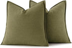 MIULEE Decorative Linen Pillow Covers 18x18 Inch Green ​Boho Farmhouse​ - Image 6