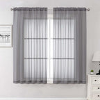 Lecloud Charcoal Grey Sheer Curtains 63 Inch Length 2 Panels, Rod Pocket Light by Lecloud