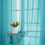 Lecloud Turquoise Sheer Curtains 120 Inches Long 2 Pcs, Light Filtering Rod - Image 4
