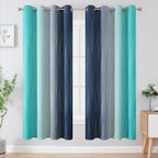 Estelar Textiler Navy Blue and Teal Blackout Curtains 72 Inch Length 2 Panels - Image 2