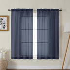 Gwine Navy Blue Sheer Curtains for Bedroom 54 inches Long 2 Panels, Light by Gwine