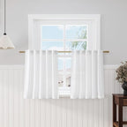 White Linen Kitchen Curtains 30 Inches Long 2 Panels Back Tab Rod Pocket by Nanspring