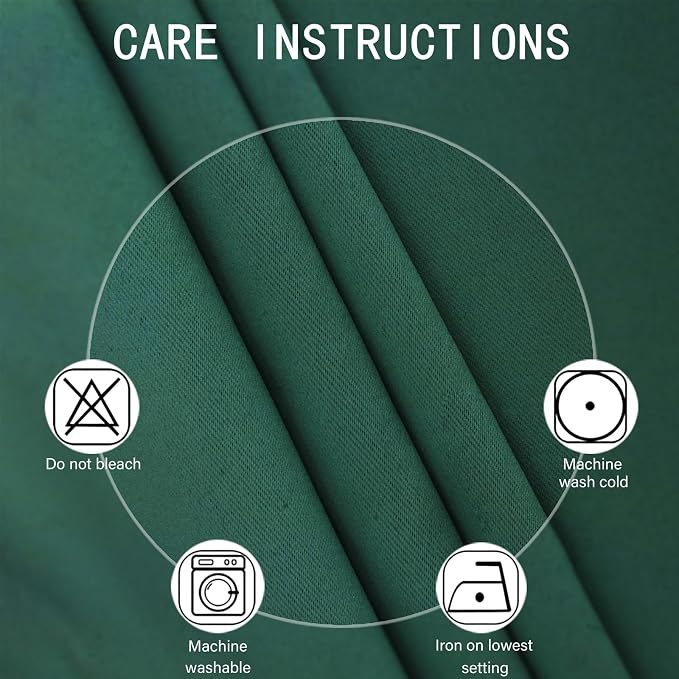LEMOMO Blackout Curtains 52 x 90 Inch Long Dark Green Curtains Set of 2 Panels - Image 4