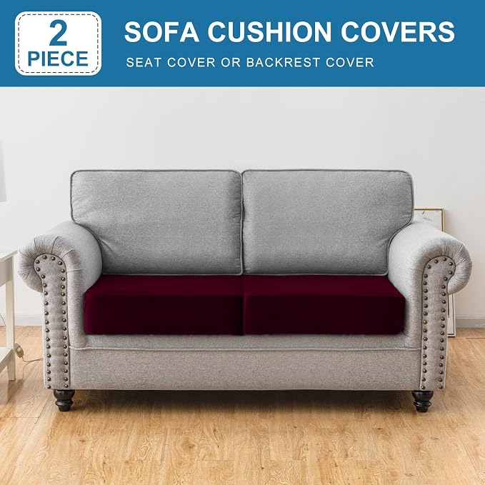 Couch Cover Stretch Velvet Sofa Cushion Cover 2-Piece - Image 3