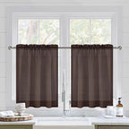 DWCN Brown Sheer Curtains for Kitchen Windows by DWCN