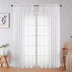 White Sheer Curtains 84 Inches Long 2 Panels Set by WelvetBLK