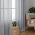 Lecloud Light Grey Sheer Curtains 90 Inches Long 2 Panels, Light Filtering - Image 2