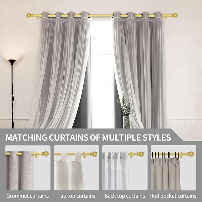 Thestoa Gold Curtain Rods for Windows 30-46 Inch, 5/8" Stainless Steel Small - Image 6