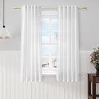 White Semi Sheer Linen Curtains 63 Inch Length Living Room Back Tab Rod Pocket by Nanspring