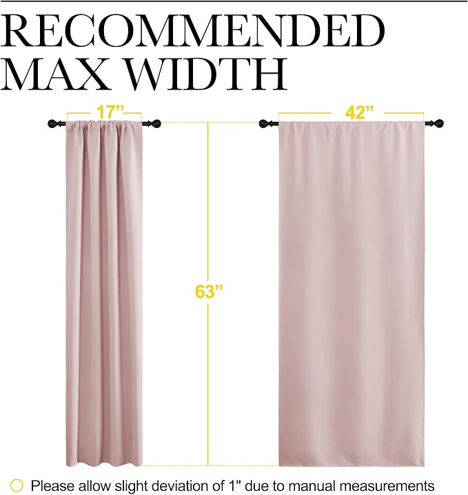 NICETOWN Blackout Curtains for Living Room, Blush Pink, 2 Panels, 42 by 63 - Image 5