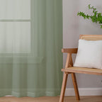 Chyhomenyc Sheer Sage Green Curtains 90 inches Long 2 Panels, Light Filtering - Image 8
