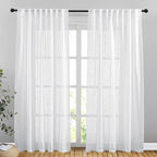 NICETOWN Semi Sheer Curtains 84 inches Length, Rod Pocket & Back Tab Linen by NICETOWN