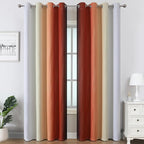 Estelar Textiler Burnt Orange and Greyish White Ombre Blackout Curtains & Drapes - Image 2