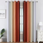 Estelar Textiler Burnt Orange and Greyish White Ombre Blackout Curtains - Image 2