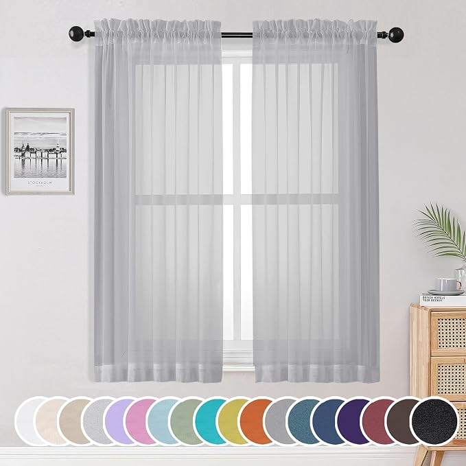 OWENIE Sheer Curtains 63 inch Length by OWENIE