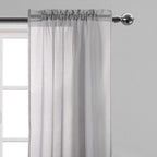 DWCN Grey Sheer Curtains Semi Transparent Voile Rod Pocket Curtains - Image 2