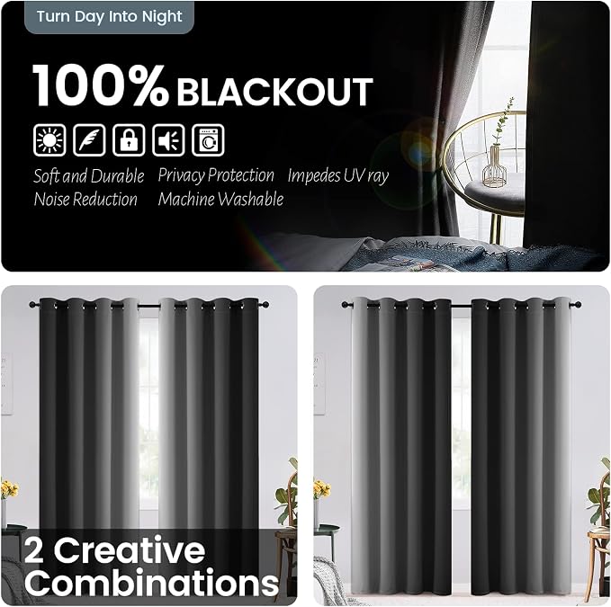 SimpleHome Blackout Curtains Ombre - Image 2