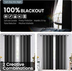 SimpleHome Black and Greyish White Blackout Curtains - Image 2