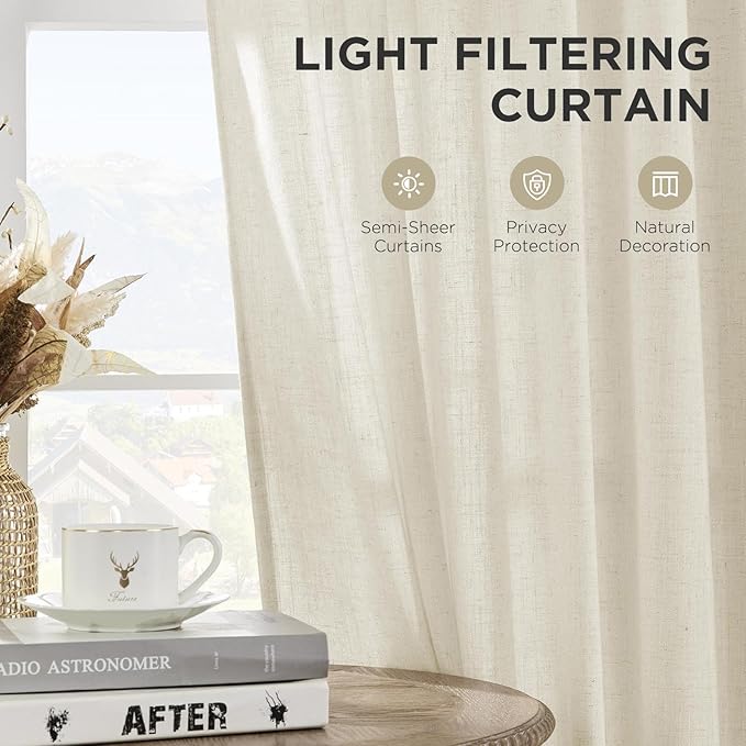Joydeco Curtains, 108 Inches Long, 2 Panels Set, Farmhouse Drapes - Image 3