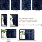 Chyhomenyc Navy Blue Sheer Curtains 30 Inch Length, Light Filtering Leaf Tufted - Image 3