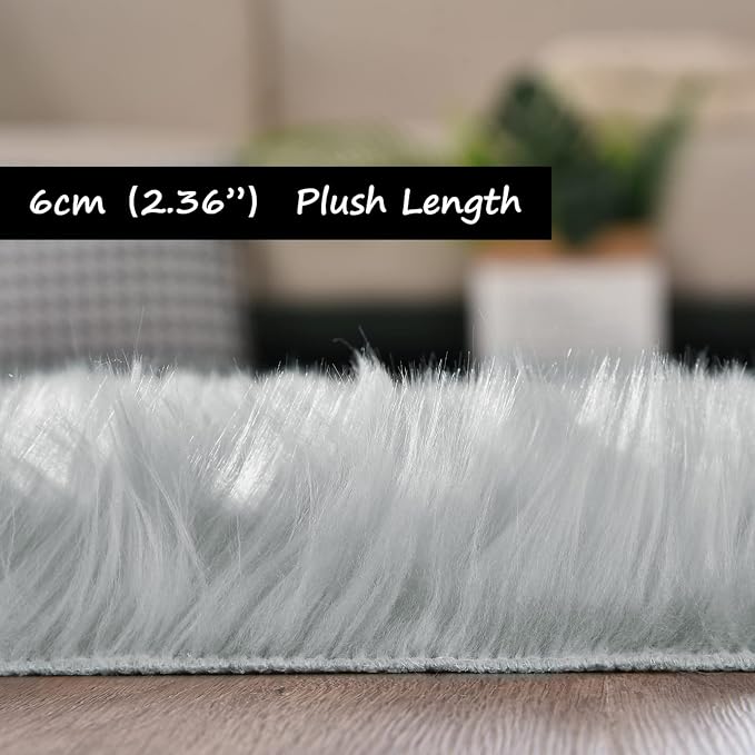 Goolela Grey Fluffy Fuzzy Rug for Bedroom Dorm 3x5 Gray Furry Faux Fur Shaggy - Image 3