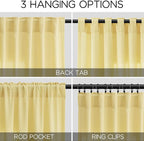Nanspring Yellow Linen Semi Sheer Curtains 72 Inch Length - Image 3