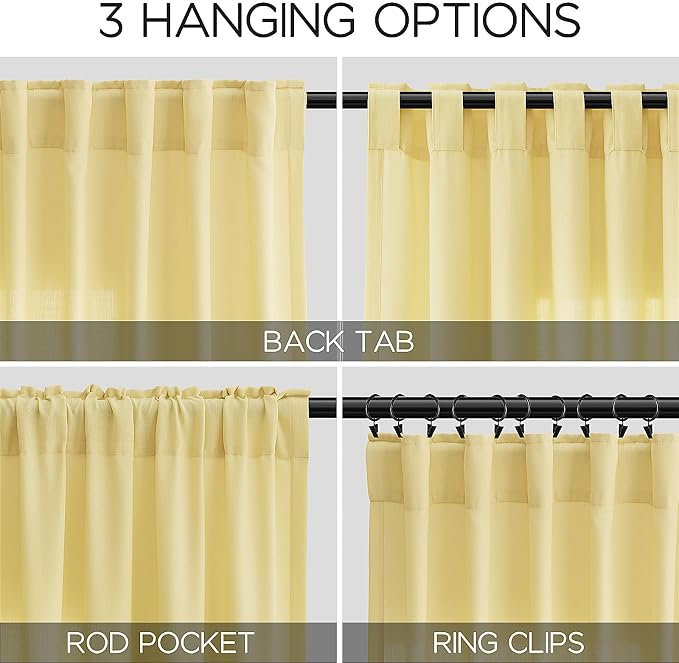 Yellow Linen Curtains 102 Inches Long - Image 3