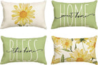 AVOIN colorlife Home Sweet Home Spring Summer Flowers Green Throw Pillow Covers by AVOINcolorlife