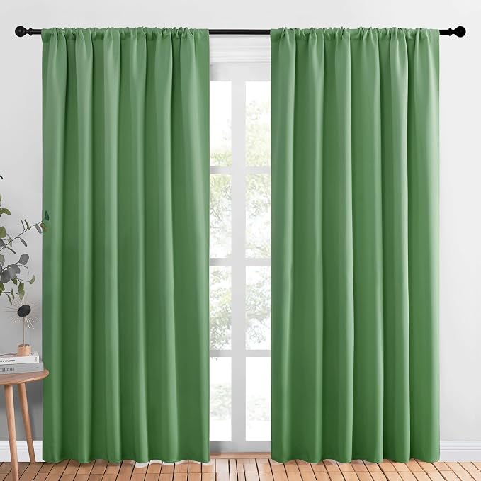 NICETOWN Living Room Curtains, Froest Green, 1 Pair, 70 x 84-inch, Home by NICETOWN