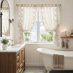 jinchan Belrose Linen Floral Cafe Curtains 54 Inch Length Embroidered Farmhouse - Image 9