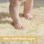 Shag Area Rug for Bedroom 5x8, Ivory Fluffy Area Rugs for Living Room, Soft - Image 3