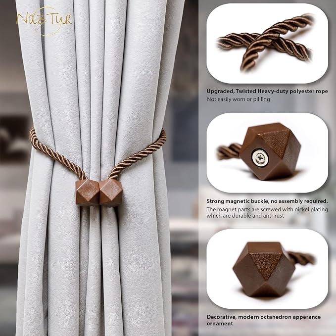 NazTur Magnetic Curtain Tiebacks- Upgrade 2022 - Image 2