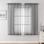 Chyhomenyc Charcoal Grey Sheer Curtains 45 Inch Long 2 Panels, Light Filtering by Chyhomenyc